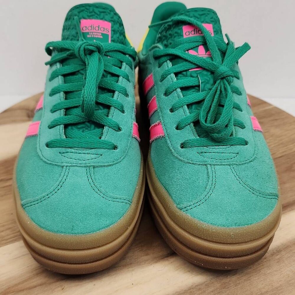 adidas Gazelle Bold Athletic Shoe - Court Green / Lucid Pink Womens Size 6 - Picture 2 of 11